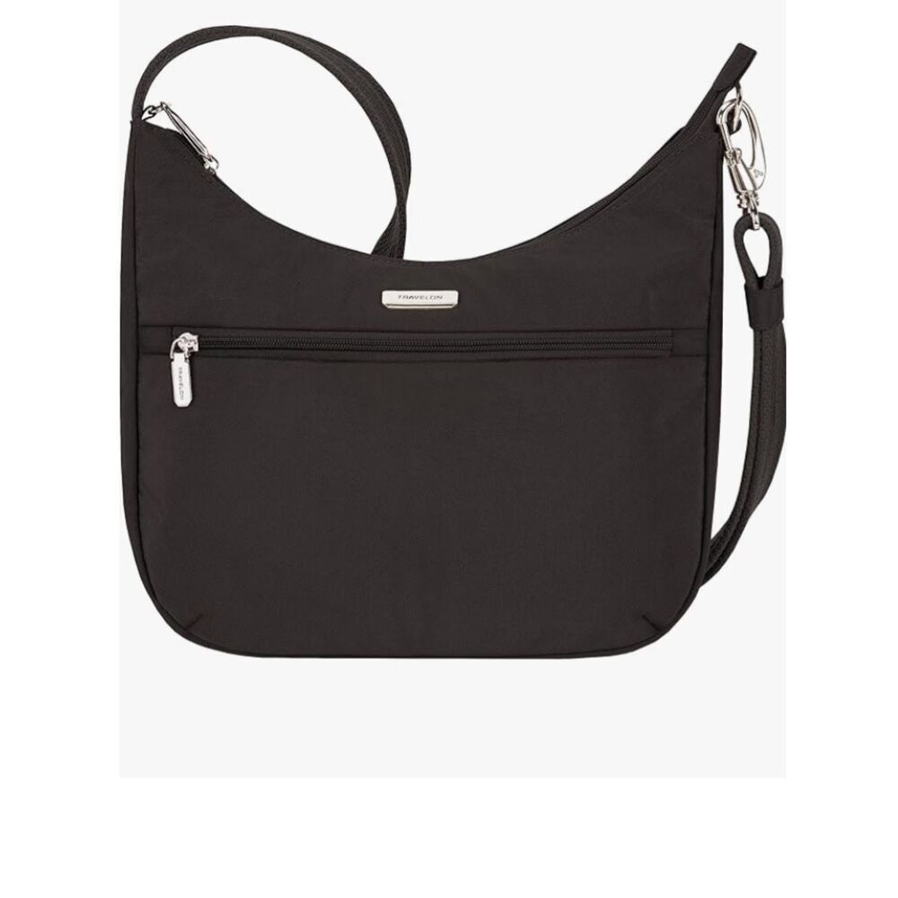 Travelon Anti-Theft Essentials East/West Small Hobo Bag, Black, NWT